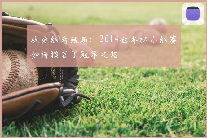 从分组看结局：2014世界杯小组赛如何预言了冠军之路